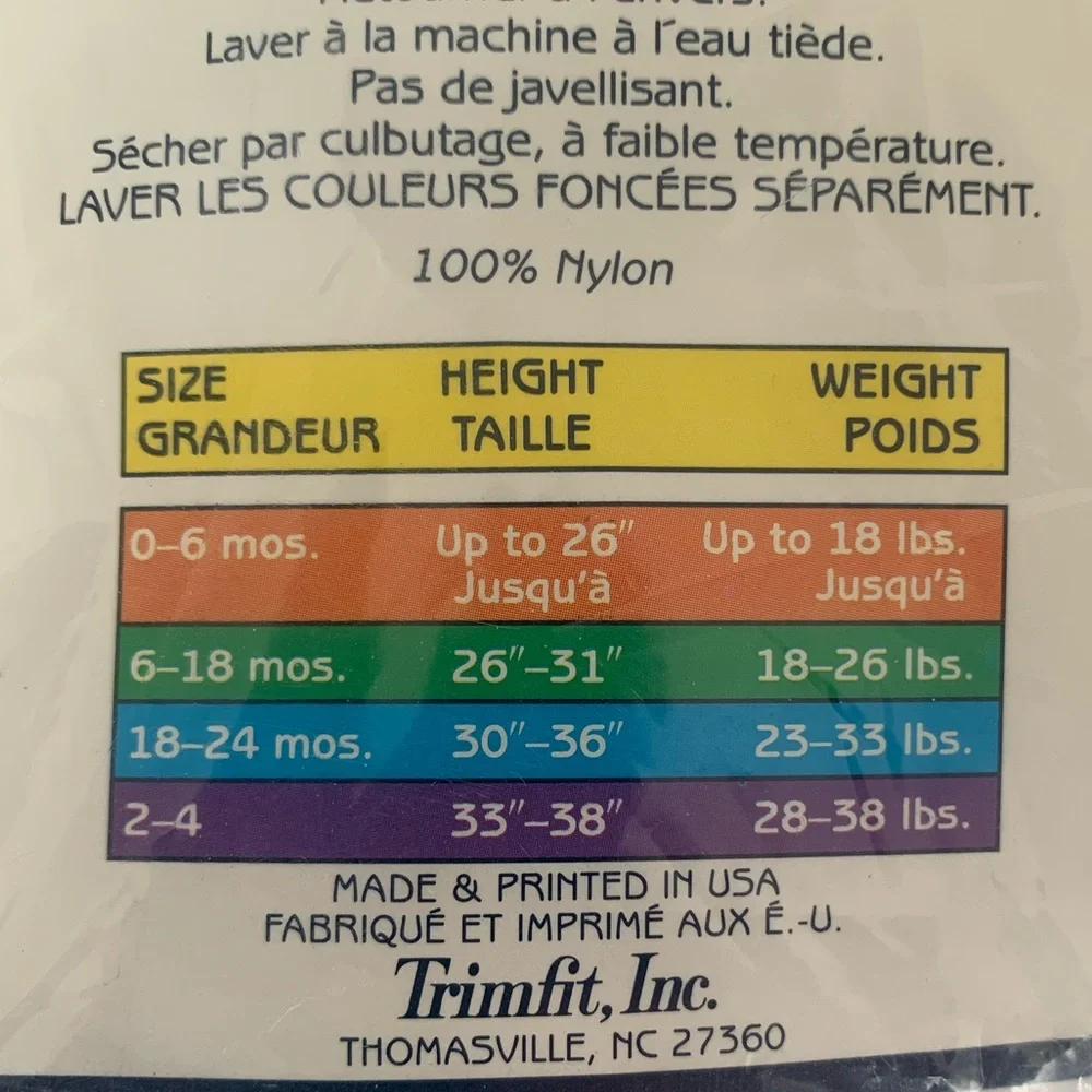 NWT Vintage Trimfit Pink Tights Baby Toddler Girl 6-18M Opaque Nylon Made in USA